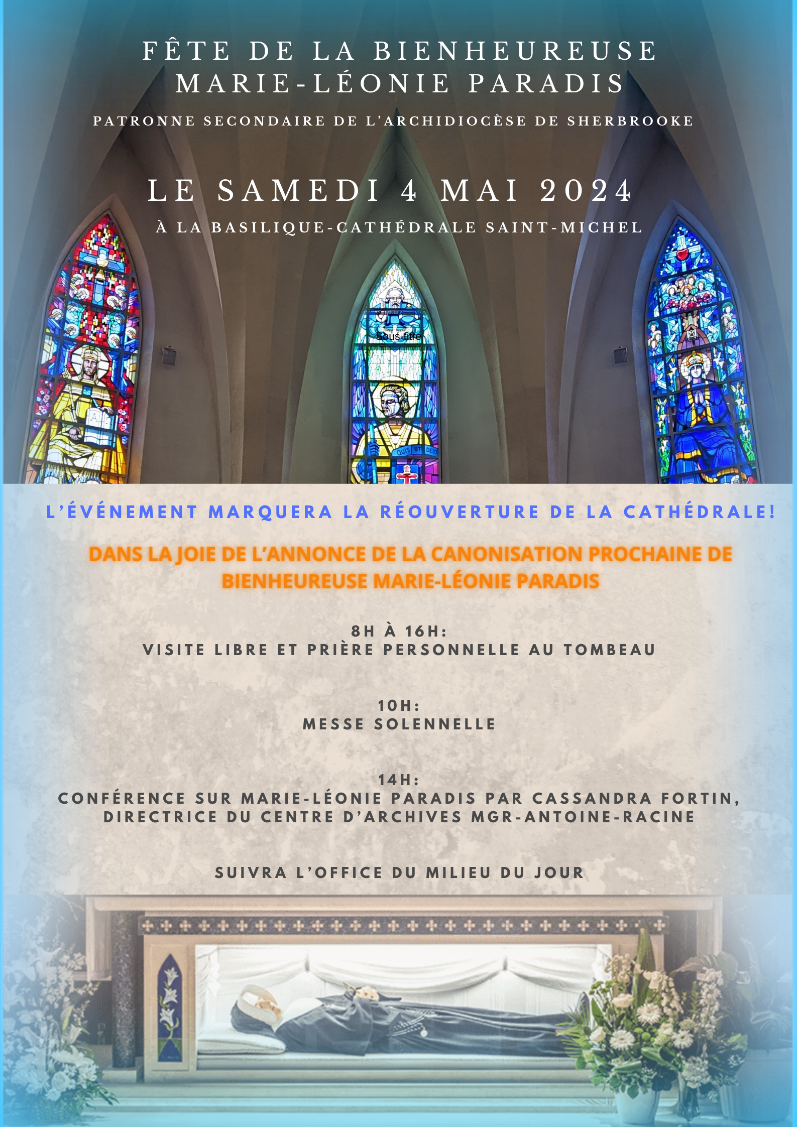 Fête liturgique de Marie-Léonie Paradis et grande réouverture de la cathédrale Saint-Michel 
