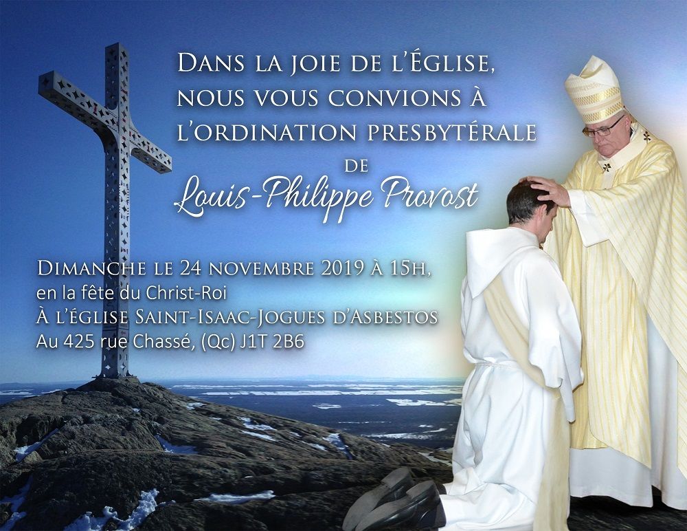 Louis-Philippe Provost vous invite à son ordination presbytérale