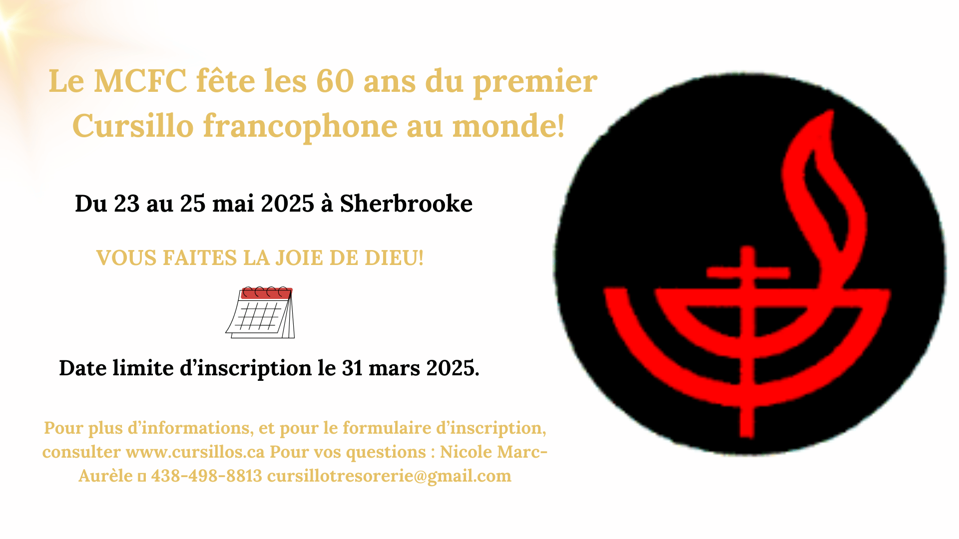 Festivités et ressourcement pour les 60 ans du Mouvement des Cursillos Francophones du Canada – inscriptions ouvertes