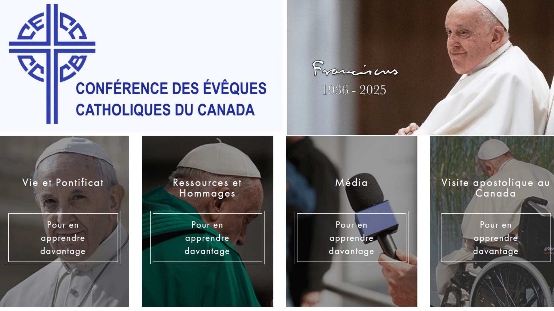 Page commémorative du pape François et prière de neuvaine